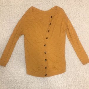 Mustard colored light sweater cardigan